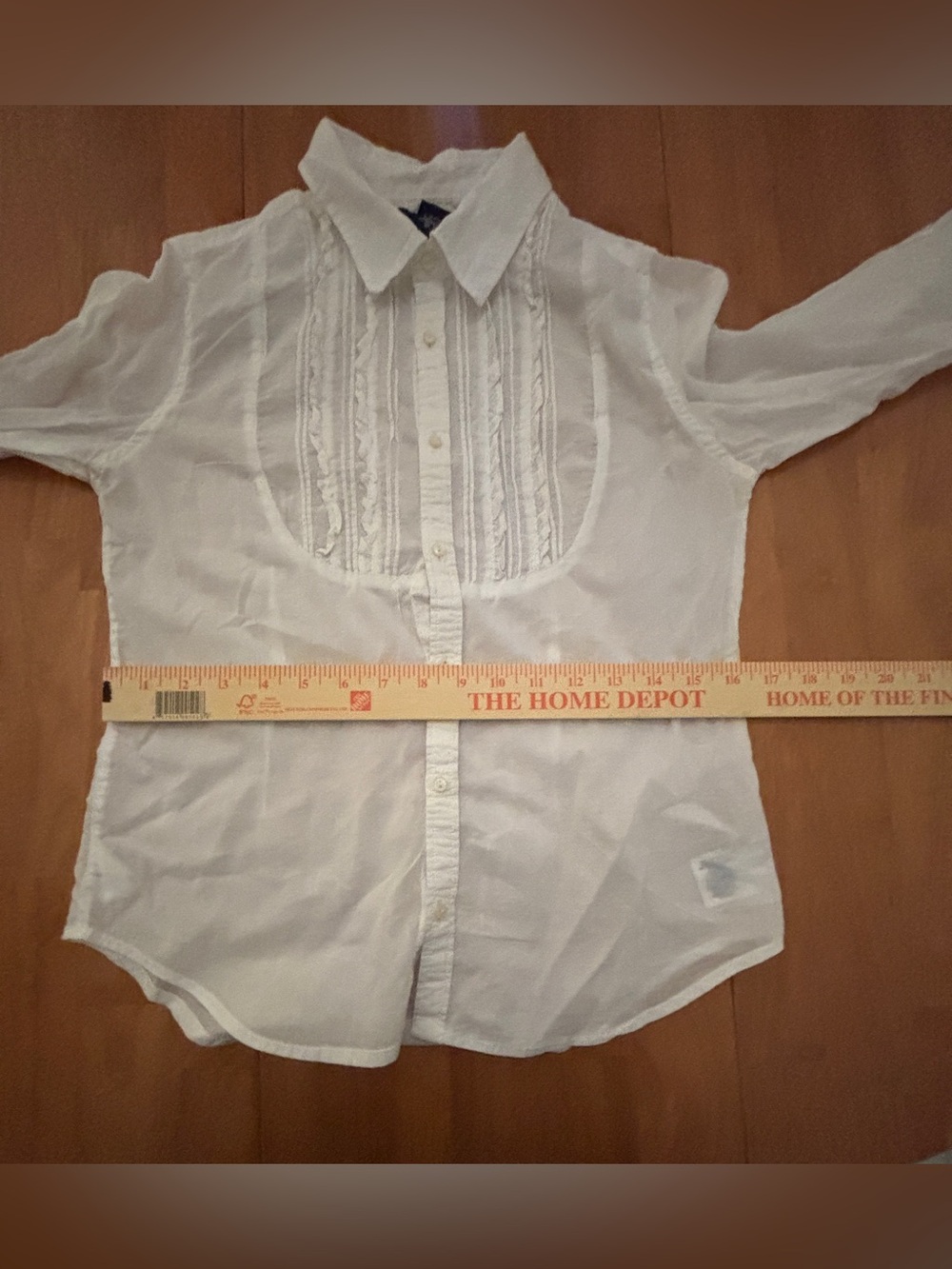 Ralph Lauren White 100% Cotton Button-down Ruffled Shirt ~ Child’s Size 16 - Picture 9 of 13